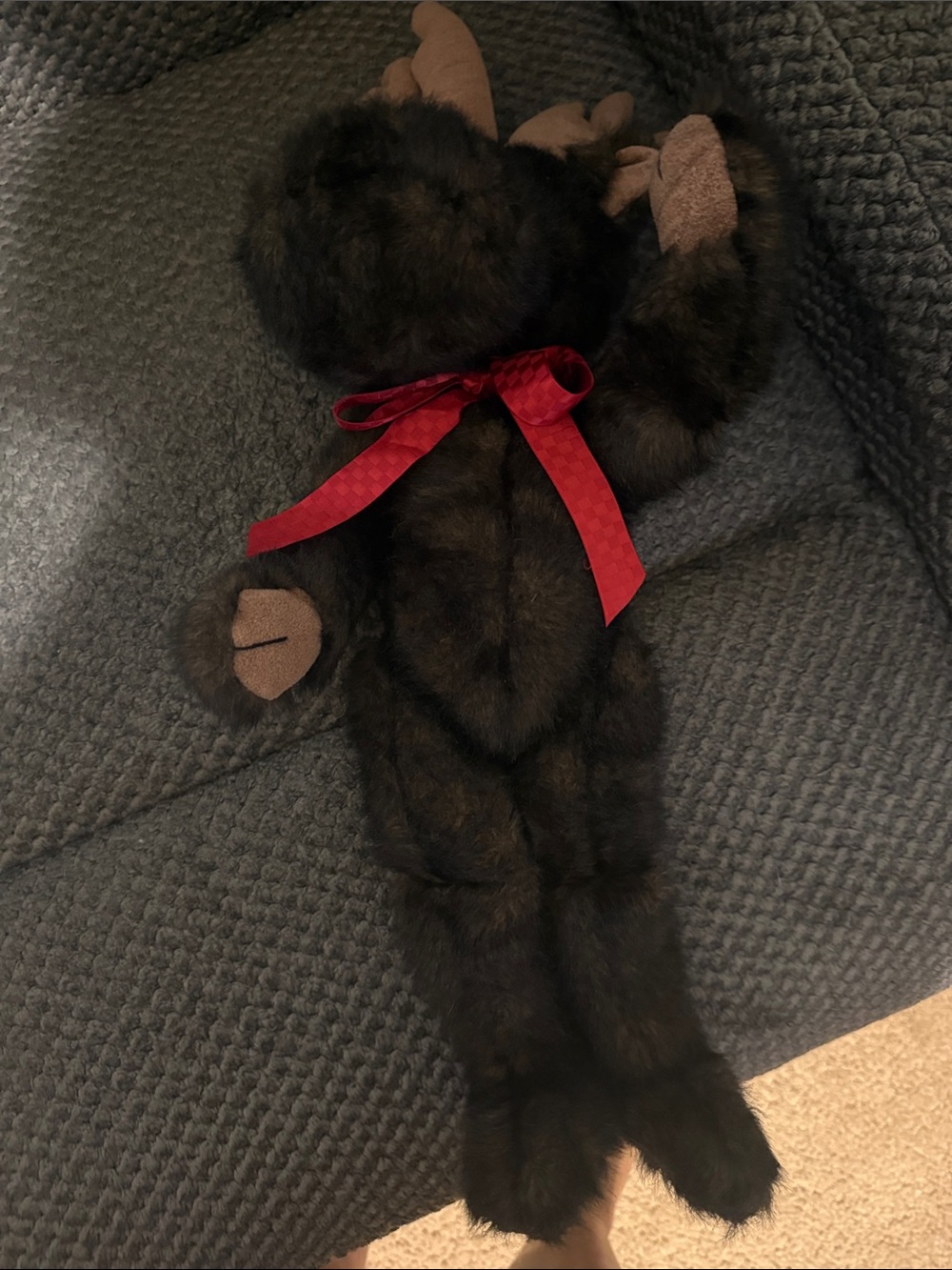 Boyds Bears Dark Brown Plush Bear with Red Ribbon